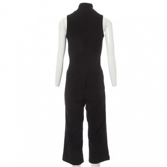 STAUD High Collar Zip Up Cropped Jumpsuit in Black S - Picture 2 of 16